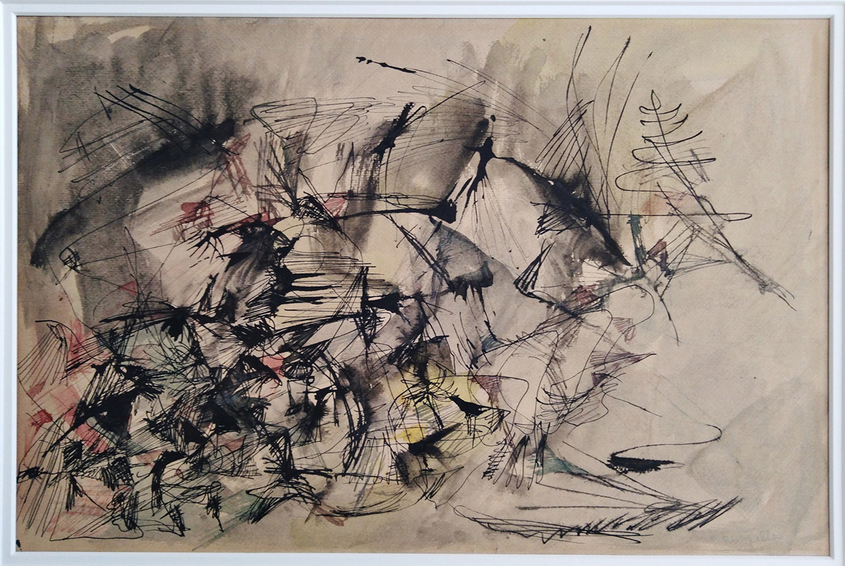 Artist: Riopelle Jean-Paul,  1946, 30x44 cm, ink and watercolor on paper acrylic on cardboard